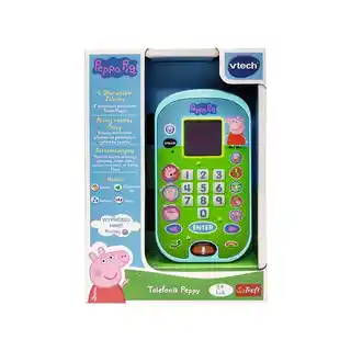 VTECH telefon interaktywny Peppa Pig Peppy 61805, edukacyjna zabawka dla dzieci, dźwięki, światła, funkcje głosowe