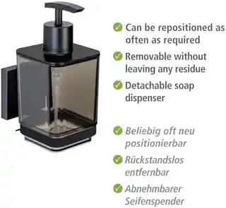 Wenko dozownik do mydła QUADRO Vacuum-Loc stal nierdzewna 340 ml 71444800
