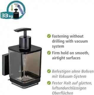 Wenko dozownik do mydła QUADRO Vacuum-Loc stal nierdzewna 340 ml 71444800