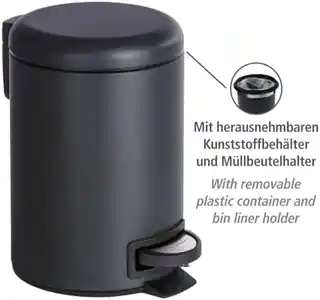 Wenko Kosz łazienkowy LEMAN MATT, pojemnik na śmieci, 3 l 22143100