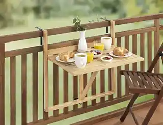 Wenko stolik balkonowy składany na barierkę WAIKIKI, aluminiowy, czarny, lekki, z regulacją wysokości
