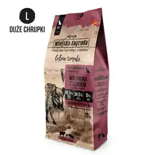 Wiejska Zagroda karma dla psa wołowina z dzikiem 20 kg, naturalne składniki, bez sztucznych dodatków