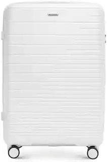 Wittchen Duża walizka z polipropylenu z błyszczącymi paskami złamana biel 56-3T-163-89