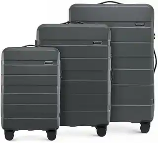 Wittchen Zestaw walizek z ABS-u w poziome pasy szary 56-3A-10S-01