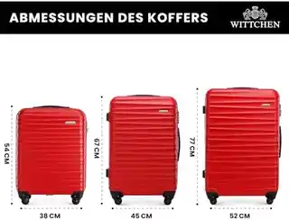 Wittchen Zestaw walizek z ABS-u z żebrowaniem czerwony 56-3A-31S-35