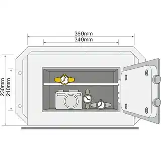 Yale sejf ścienny YWV 230 KB1, stalowy, zamykany na klucz, antywłamaniowy, certyfikat S1, wymiary 230x150x100 mm