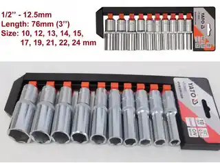 Yato zestaw kluczy nasadowych YT 38861 10 elementów, stal chromowana, rozmiary od 10 do 32 mm
