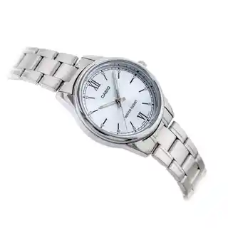 Casio LTP V005D 2B3 zegarek damski, stalowa bransoleta, kwarc, datownik, wodoodporność 30m, oryginalne opakowanie