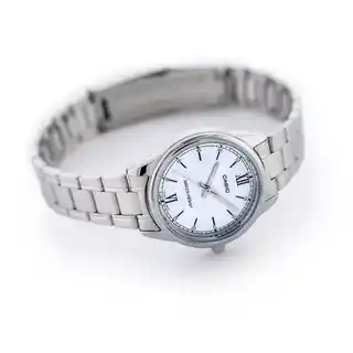 Casio LTP V005D 2B3 zegarek damski, stalowa bransoleta, kwarc, datownik, wodoodporność 30m, oryginalne opakowanie