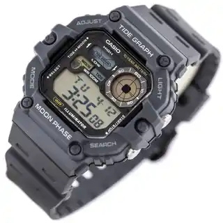 Casio WS 1700H 8AV zegarek sportowy męski cyfrowy moonphase, stalowa bransoleta, wodoodporność 100m, koperta stalowa, funkcje alarmu i stoperu