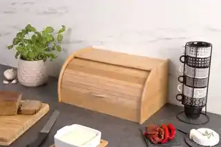 ZELLER Bambusowy chlebak, pojemnik na pieczywo, 40 x 26 x 20 cm