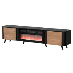 Cama Meble Szafka RTV VOLARE 200x39x49 czarny/orzech +