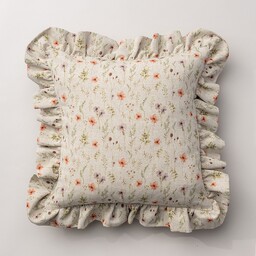 Poszewka Paula z falbaną, naturalny, splot płócienny, 45