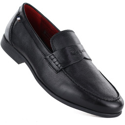 Skórzane półbuty mokasyny męskie czarne Bugatti TT153105