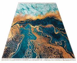 Edinos Zielony prostokątny dywan z motywem marmuru D3-M48