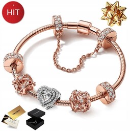 Złota Bransoletka Damska 585 Modułowa Do Charms Zestaw