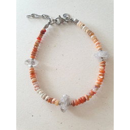 Pakamera Bransoletka RAW opal ognisty, diament herkimer