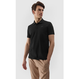 Koszulka polo regular gładka męska 4F 4FWSS24TPTSM130-20S Czarny