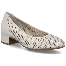 Skórzane czółenka damskie ażurowe beżowe Rieker 43459-60