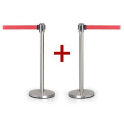 Słupek odgradzający z samonawijającą taśmą , stal nierdzewna