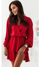 Czerwona oversizeowa sukienka Madellay 332, Kolor czerwony, Rozmiar