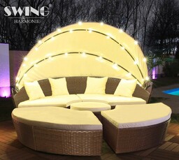 Wyspa ogrodowa 210 cm brązowa LED