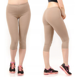 Legginsy damskie 3/4 krótkie Polskie bawełniane Getry Beżowe