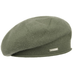 Beret Baskijski z Kaszmirem Lasuna by Seeberger, jasnooliwkowy,