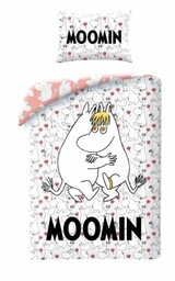 Pościel bawełniana 140x200 Muminki biała Kids 12