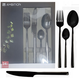 Ambition 24 Sztucće Como Black Modern Czarne Zestaw