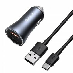 Baseus Ładowarka samochodowa Golden Contactor Pro 1xUSB-A, 1xUSB-C,