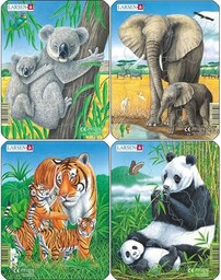 Larsen V4 zestaw puzzli koala, słoń, tygrys, panda