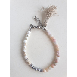 Pakamera Bransoletka MULTI opal indyjski różowy, howlit, lniany