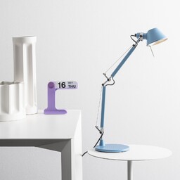 Lampa Stołowa Artemide, Tolomeo Micro, niebieski, gabinet pracownia,