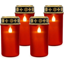 Relaxdays Znicz LED, zestaw 4 sztuk, migoczący płomień,
