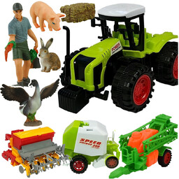 Zestaw Farmera Traktor + Opryskiwacz Roślin + Prasa