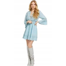 Guess Sukienka Prosta Niebieska Haft Mini S Gxa