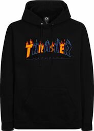 bluza męska THRASHER DOUBLE FLAME LOGO HOOD Black