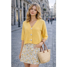 Sweter damski żółty alpaka Made in Italy luźny