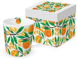 DUŻY KUBEK PORCELANOWY Gałązki Pomarańczy