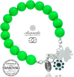 Kryształy Perły Piękna Bransoletka Zielona Srebro Certyfikat