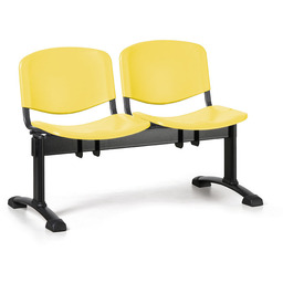Ławka do poczekalni plastikowa ISO, 2-siedziska, żółty, czarne