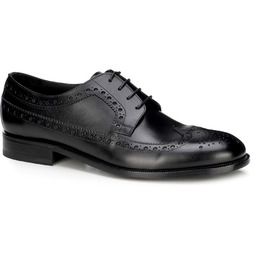 Męskie brogsy skórzane z ażurowymi zdobieniami czarne