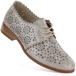 Półbuty damskie oxfordy ażurowe złote Potocki 12778