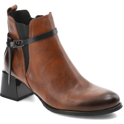 Armodo Brązowe Botki Eleganckie Obuwie Damskie Na Obcasie