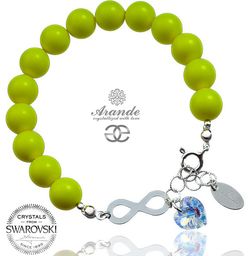Kryształy Perły Piękna Bransoletka Aurora Heart Pearl Srebro