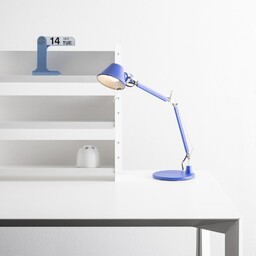 Lampa Stołowa Artemide, Tolomeo Micro, niebieski, gabinet pracownia,