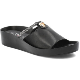 S.Barski Czarne Klapki Modne Obuwie Damskie