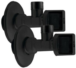 Zawór kątowy 1/2"x3/8" bez nakrętki, para czarny mat