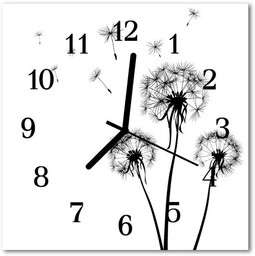 Zegar szklany kwadratowy Dmuchawiec